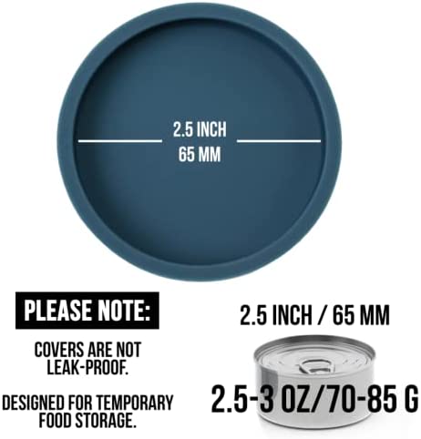 OHMO 2 Pack Cat Food Can Lids, Small Size (3 oz) Silicone Pet Food Can Lids Covers for 2.5 oz Cat Food Cans, Dark Blue